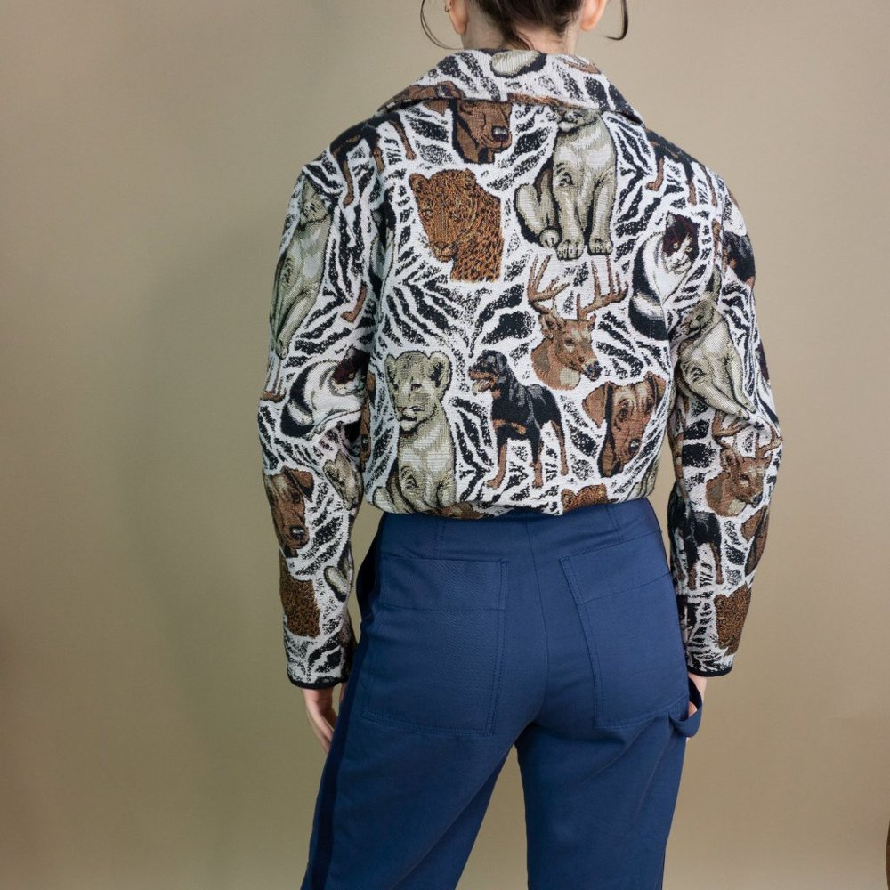 Vintage Animal Printed Woven Tapestry Jacket - Picture 6 of 8